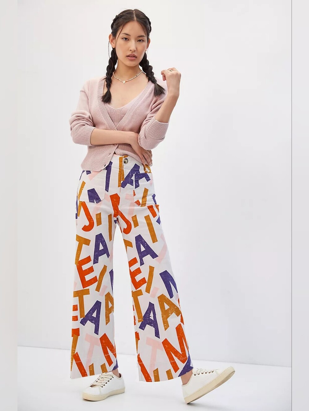 Maeve Colette Cropped Wide-Leg Je t’aime (I Love You) Pants 25 Magic Fabric